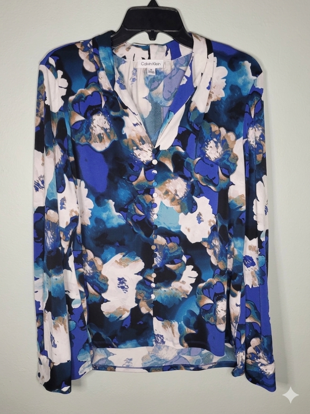 Calvin Klein Blue Floral Button-Front Women's Top